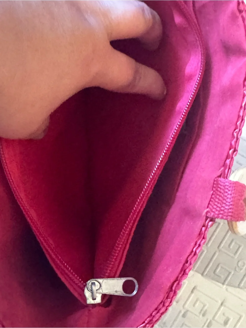 Faded glory Wood-Handle Pink Woven Tote Bag